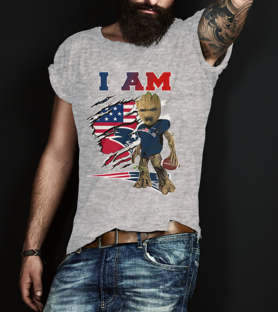 I Am Patriots Baby Groot Football Fan T-Shirt