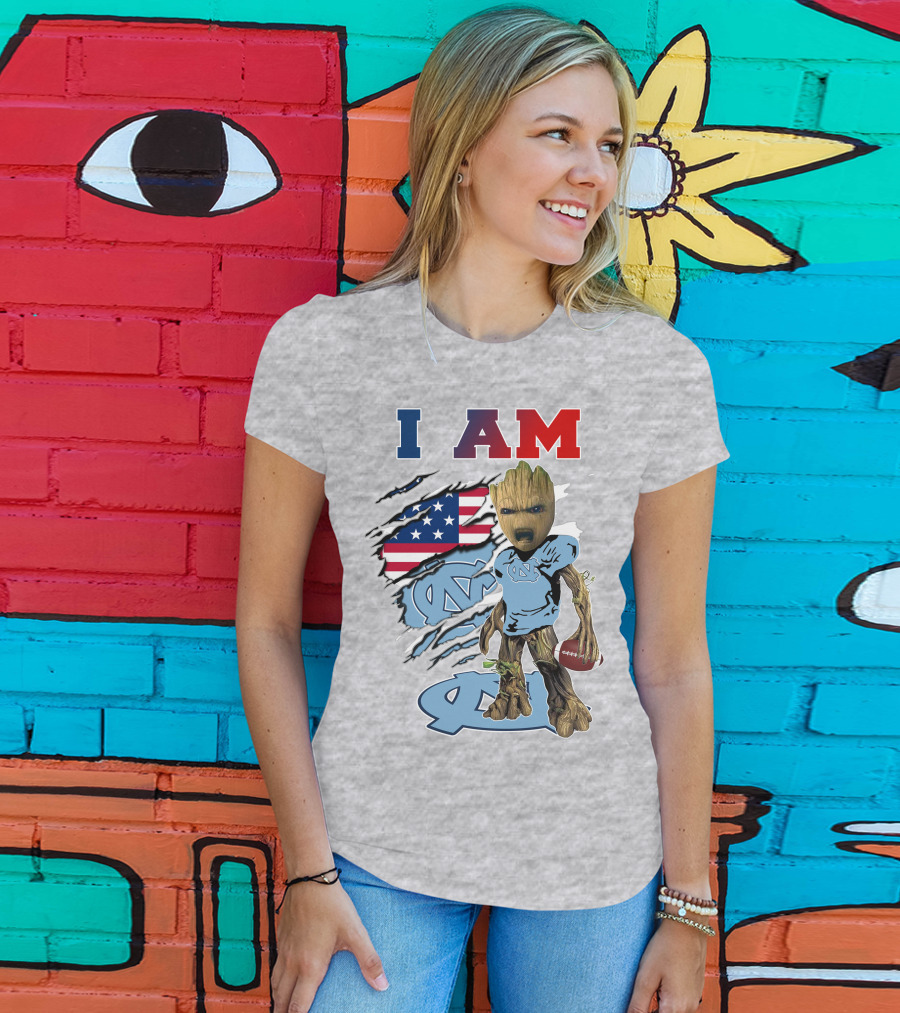 I Am Groot North Carolina Tar Heels Football USA Flag T-Shirt