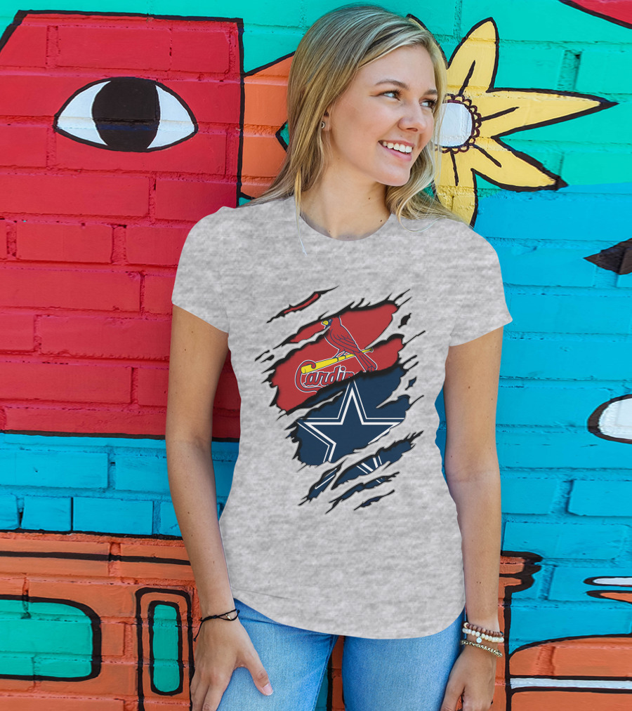 Cardinals And Cowboys Team Spirit Fusion T-Shirt