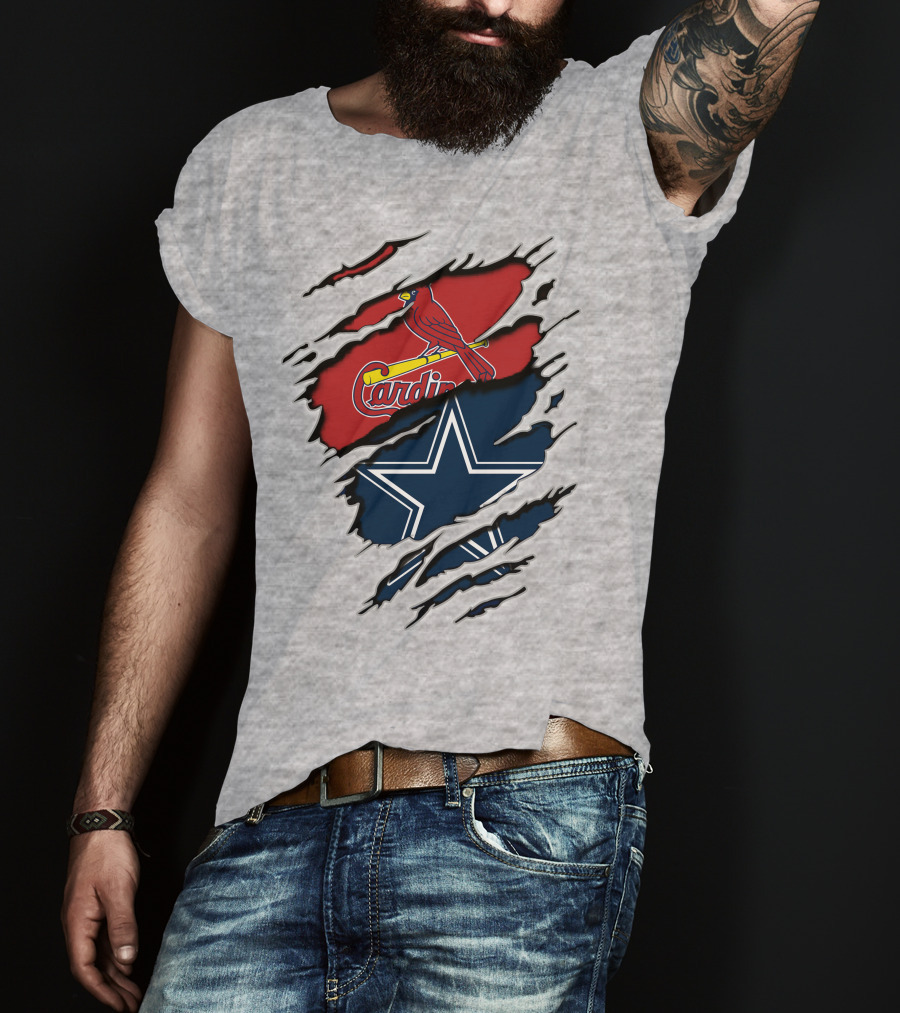Cardinals And Cowboys Team Spirit Fusion T-Shirt