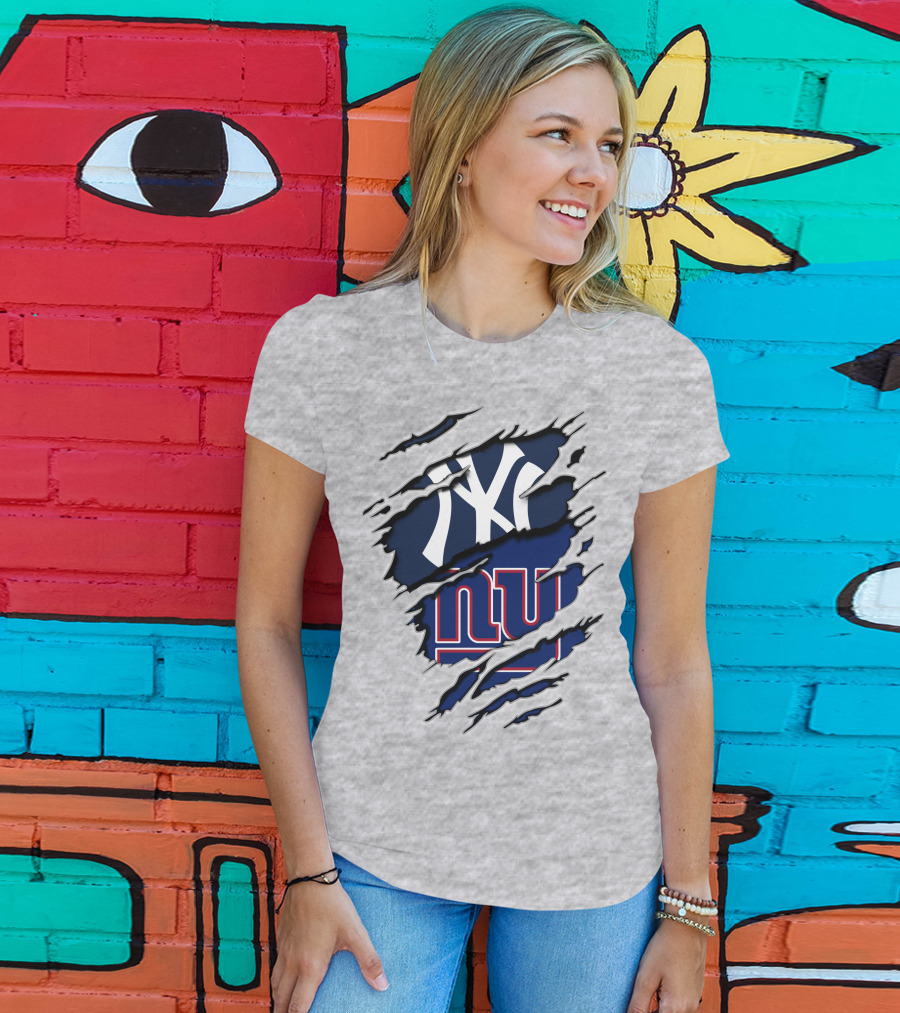New York Yankees Ny Giants Ripped T-Shirt