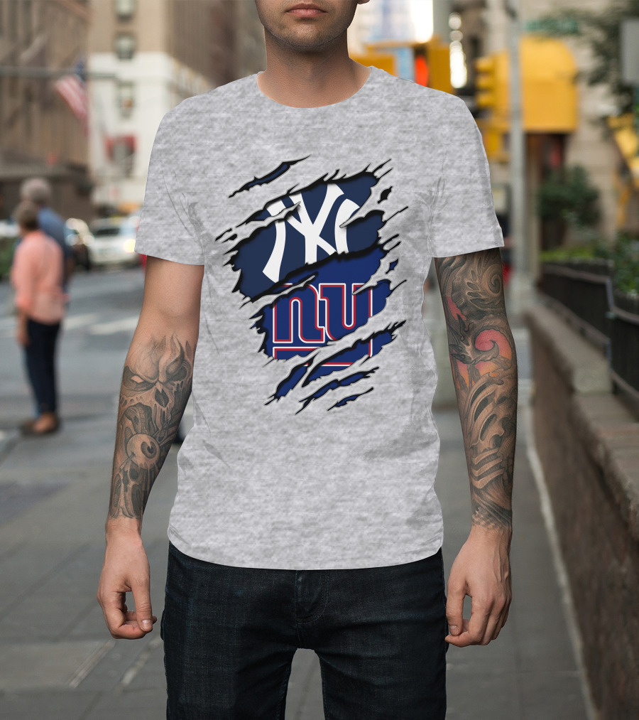 New York Yankees Ny Giants Ripped T-Shirt