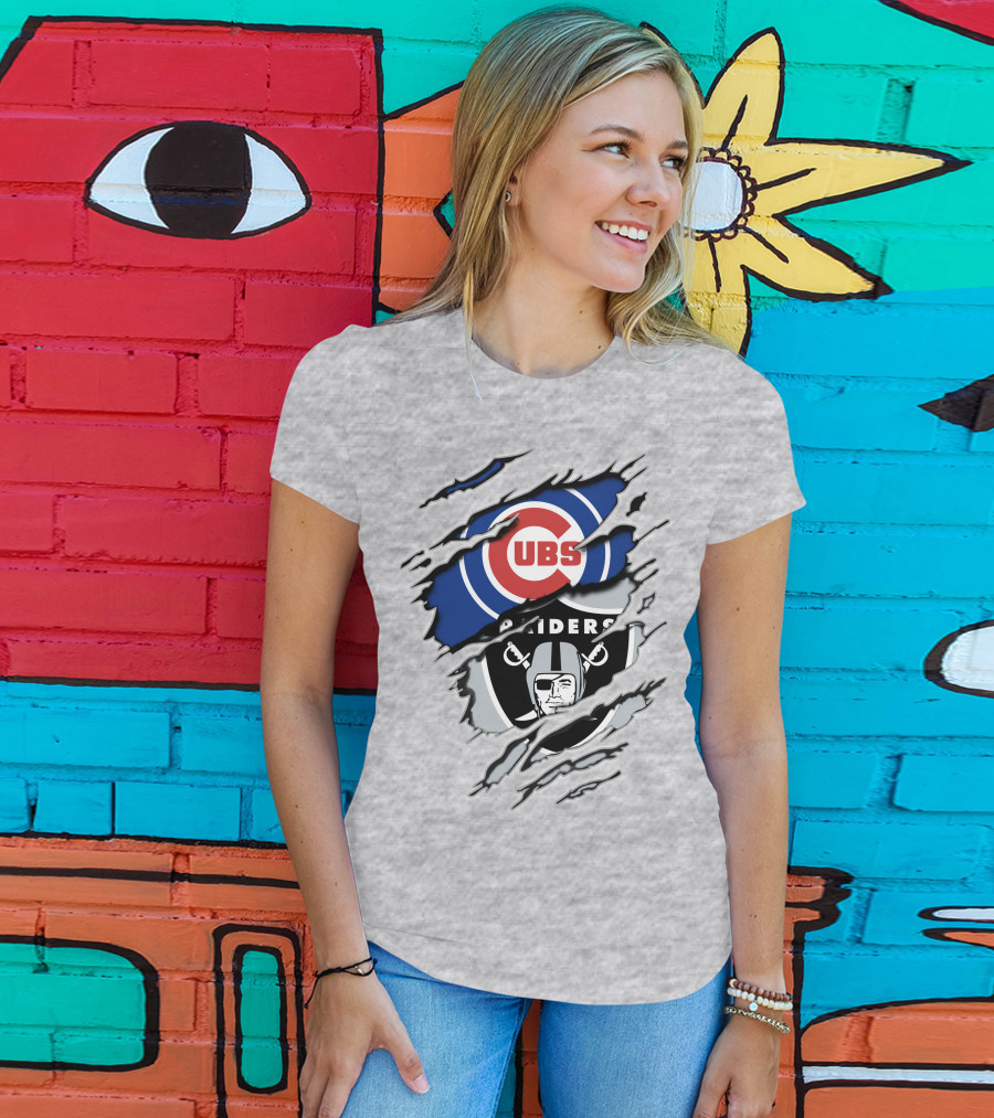 Cubs Raiders Logo Mashup T-Shirt