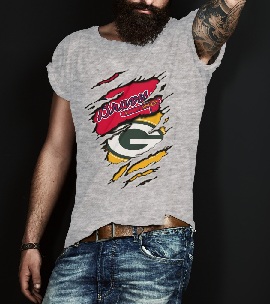 Braves Packers Torn Logo Mashup T-Shirt