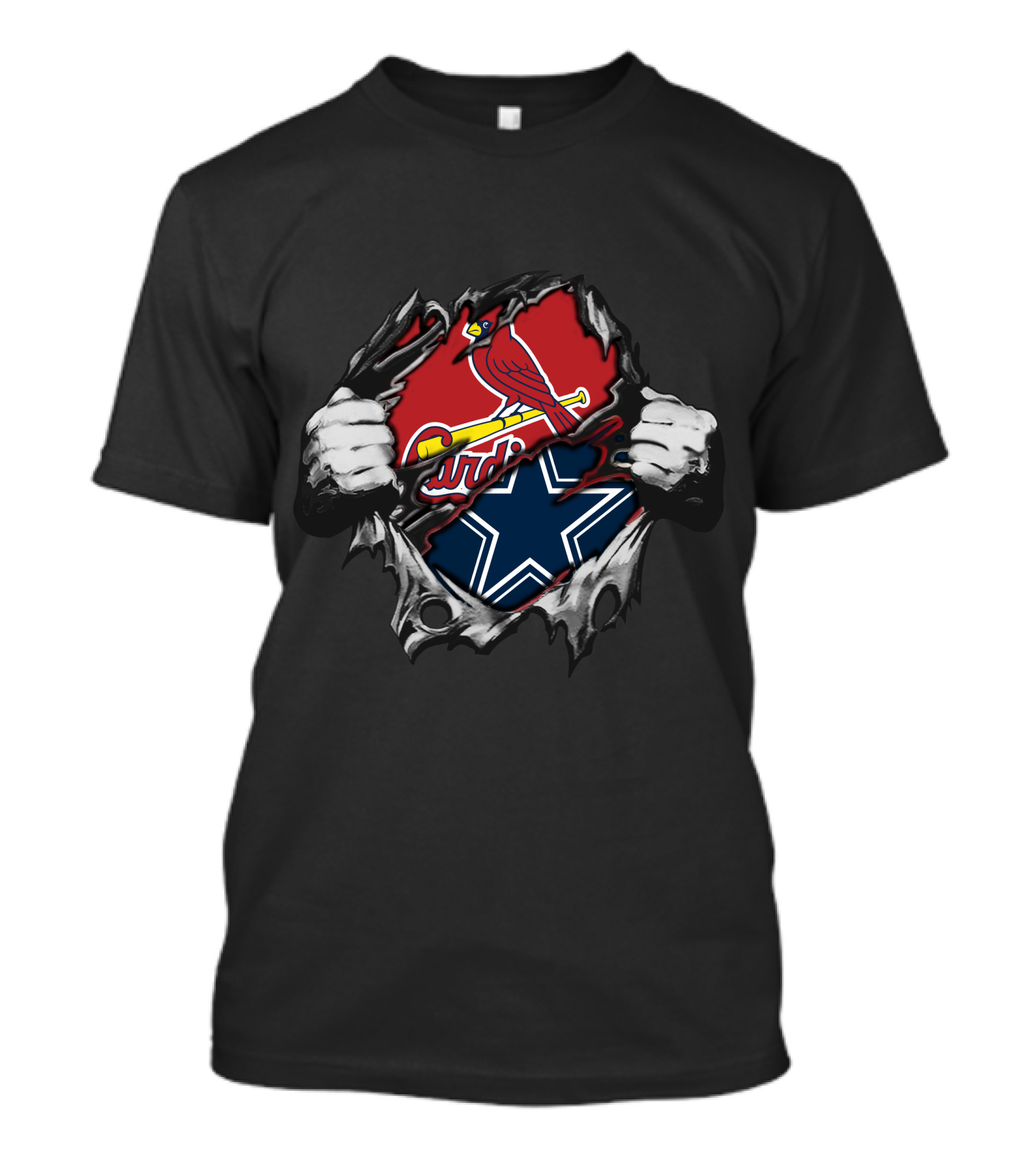Cowboys Cardinals Bird Star Dual Logo Fusion T-Shirt