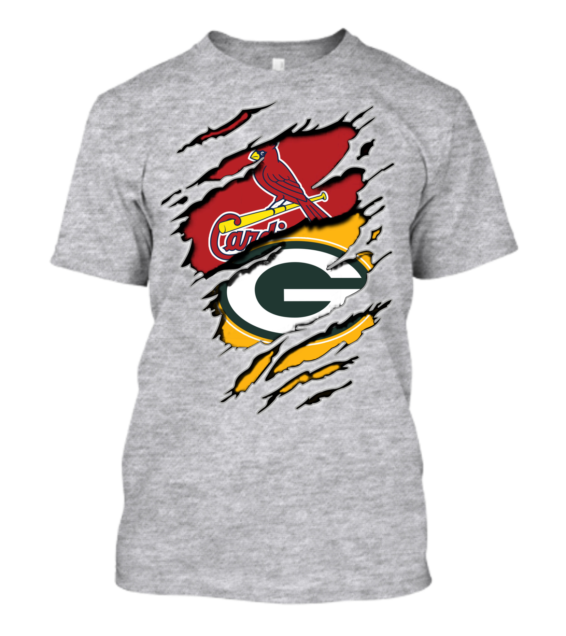Packers Cardinals Torn Logo Mashup T-Shirt