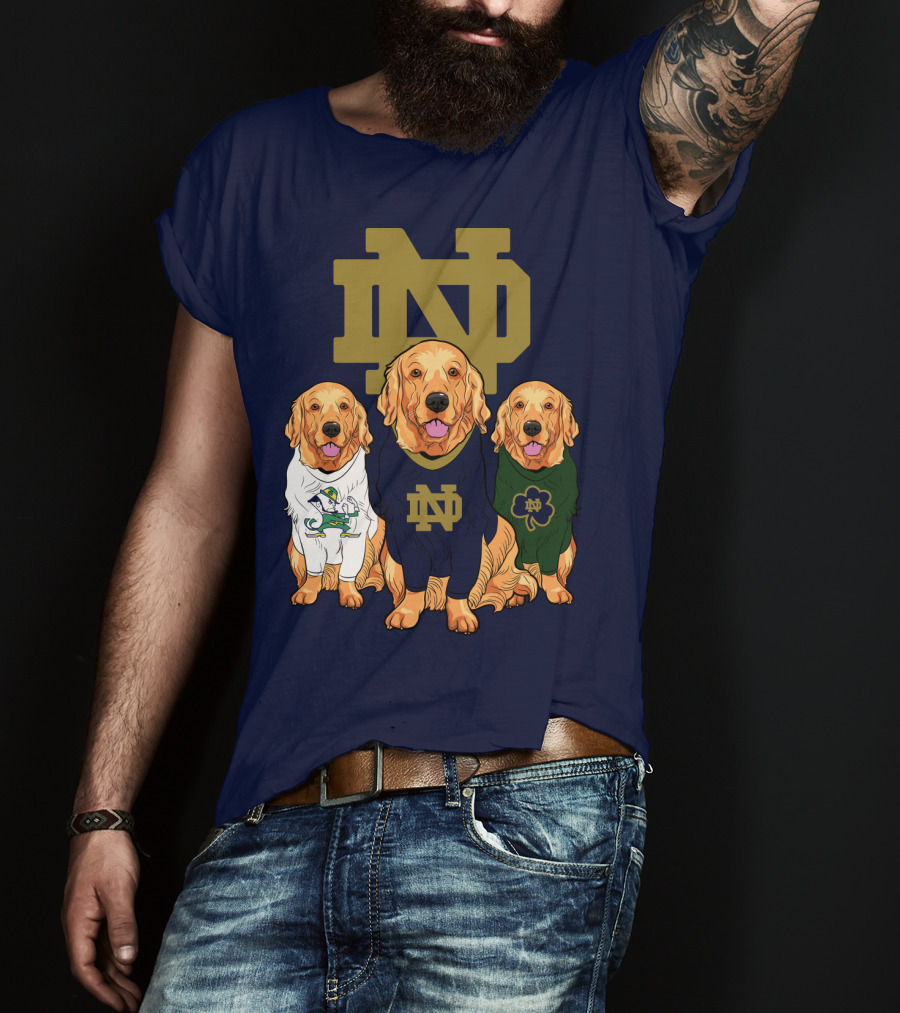 Notre Dame Golden Retrievers Nd Logo Irish Clover T-Shirt