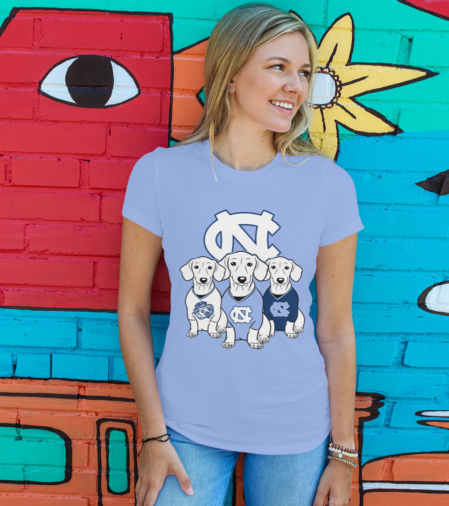 North Carolina Tar Heels  Dachshund Dogs T-Shirt