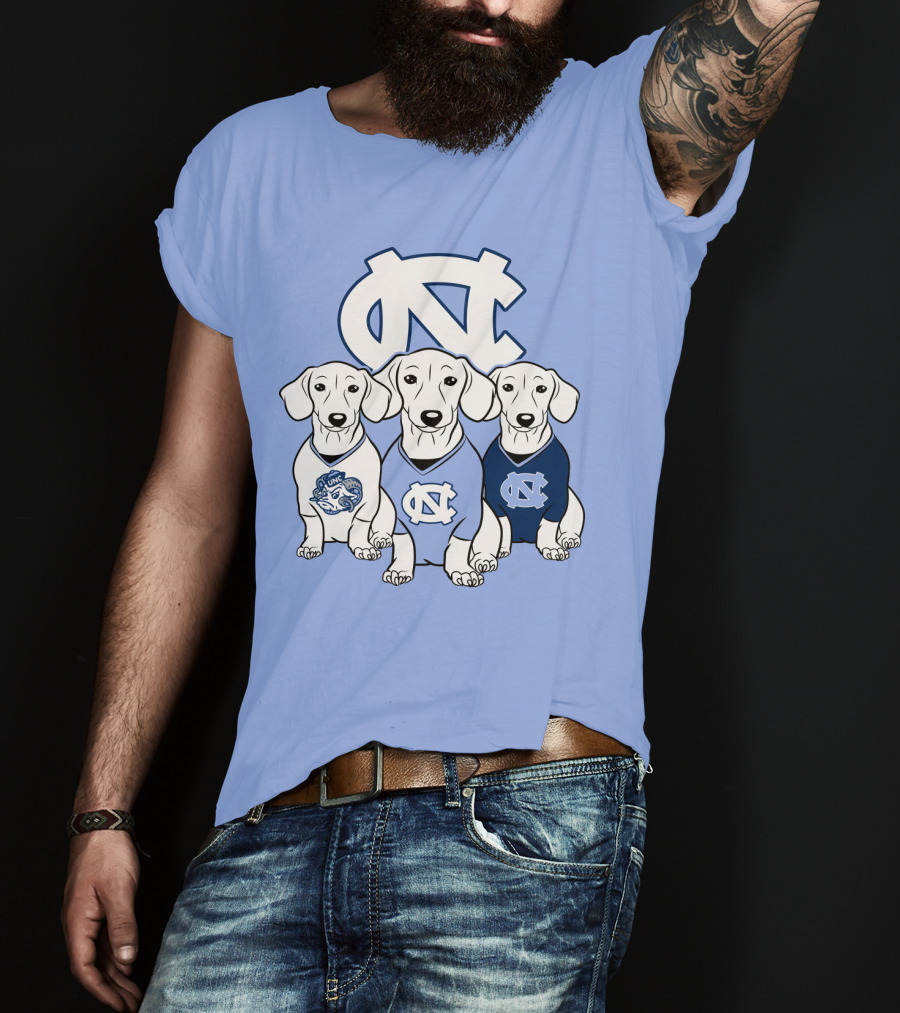 North Carolina Tar Heels  Dachshund Dogs T-Shirt