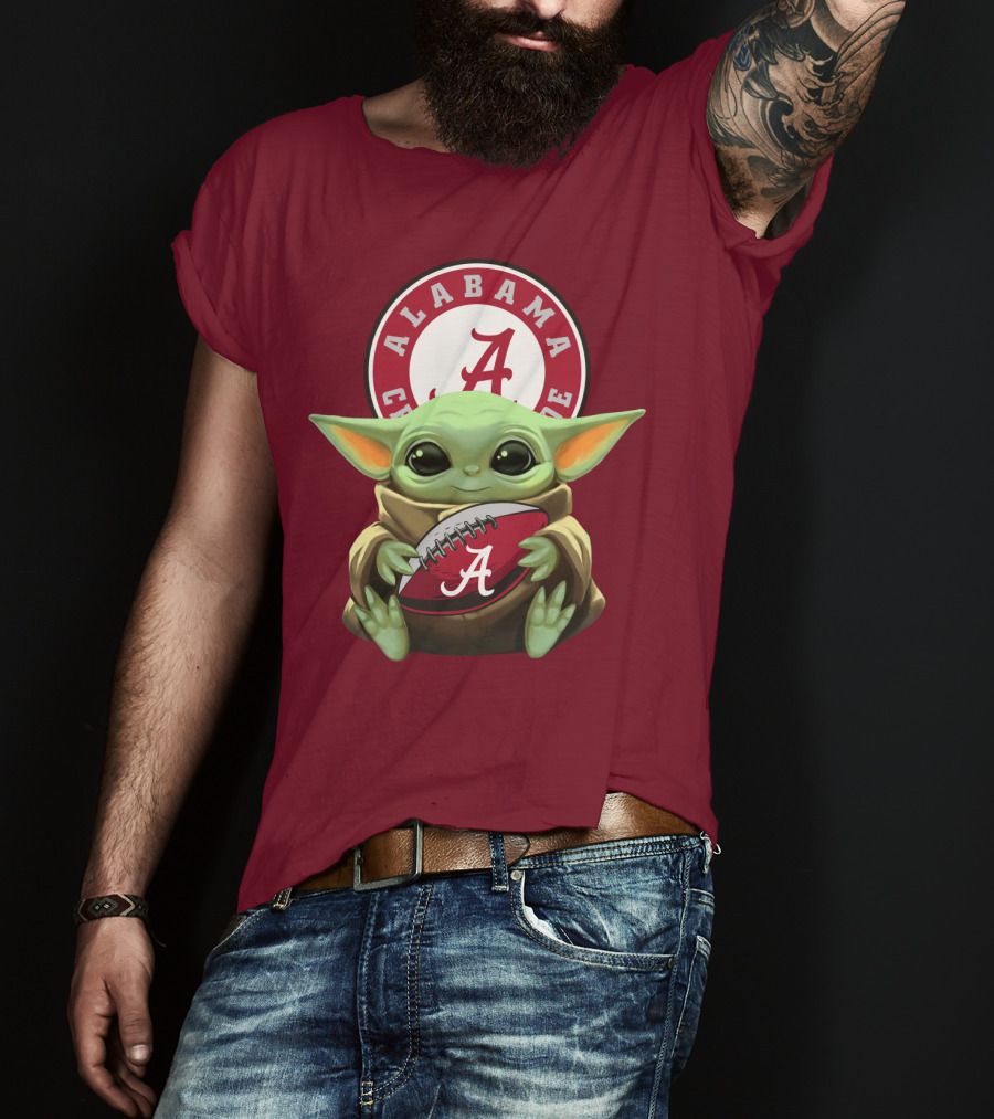 Baby Yoda Alabama Crimson Tide Football Fan T-Shirt