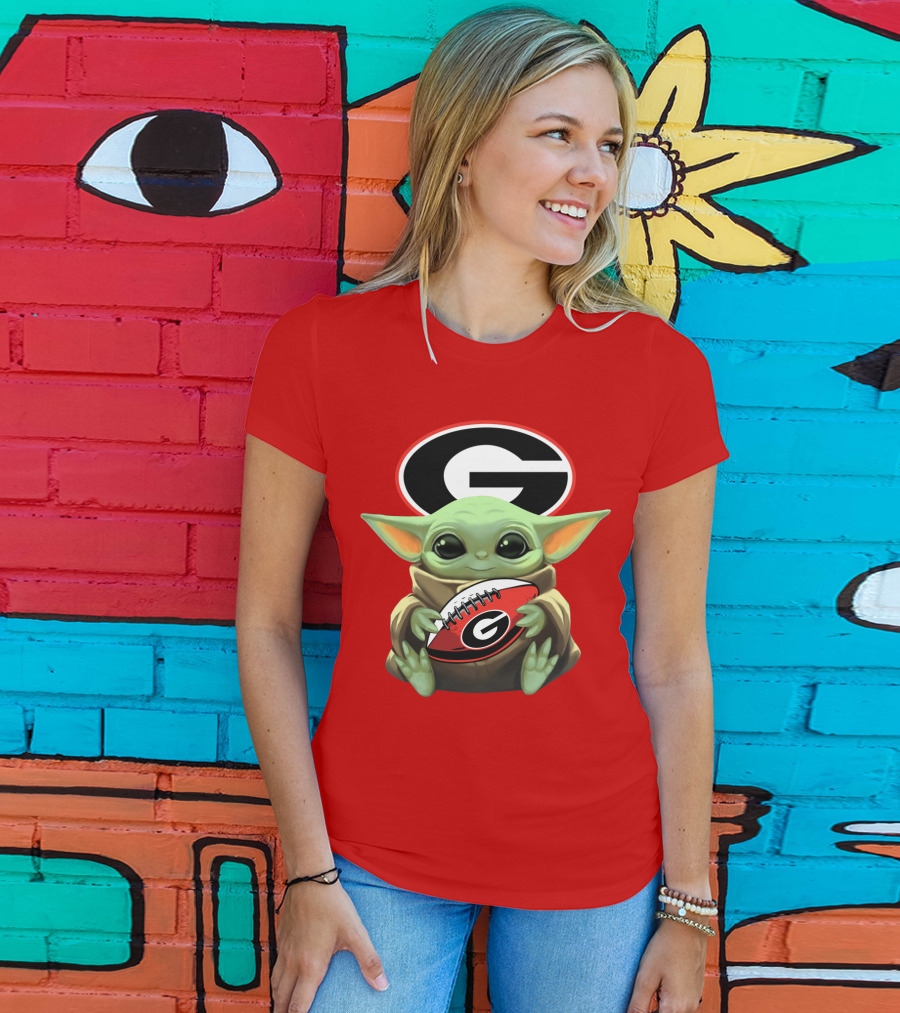 Baby Yoda Georgia Bulldogs Football Fan T-Shirt