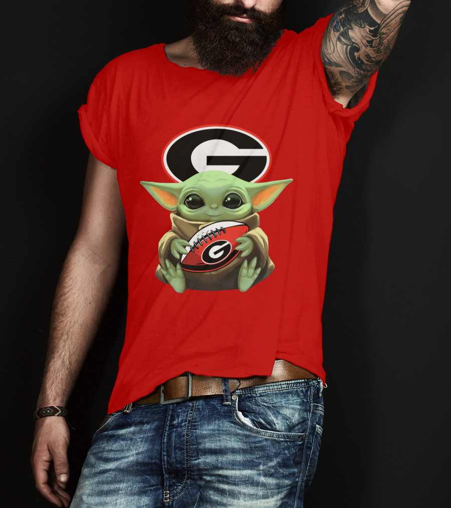 Baby Yoda Georgia Bulldogs Football Fan T-Shirt