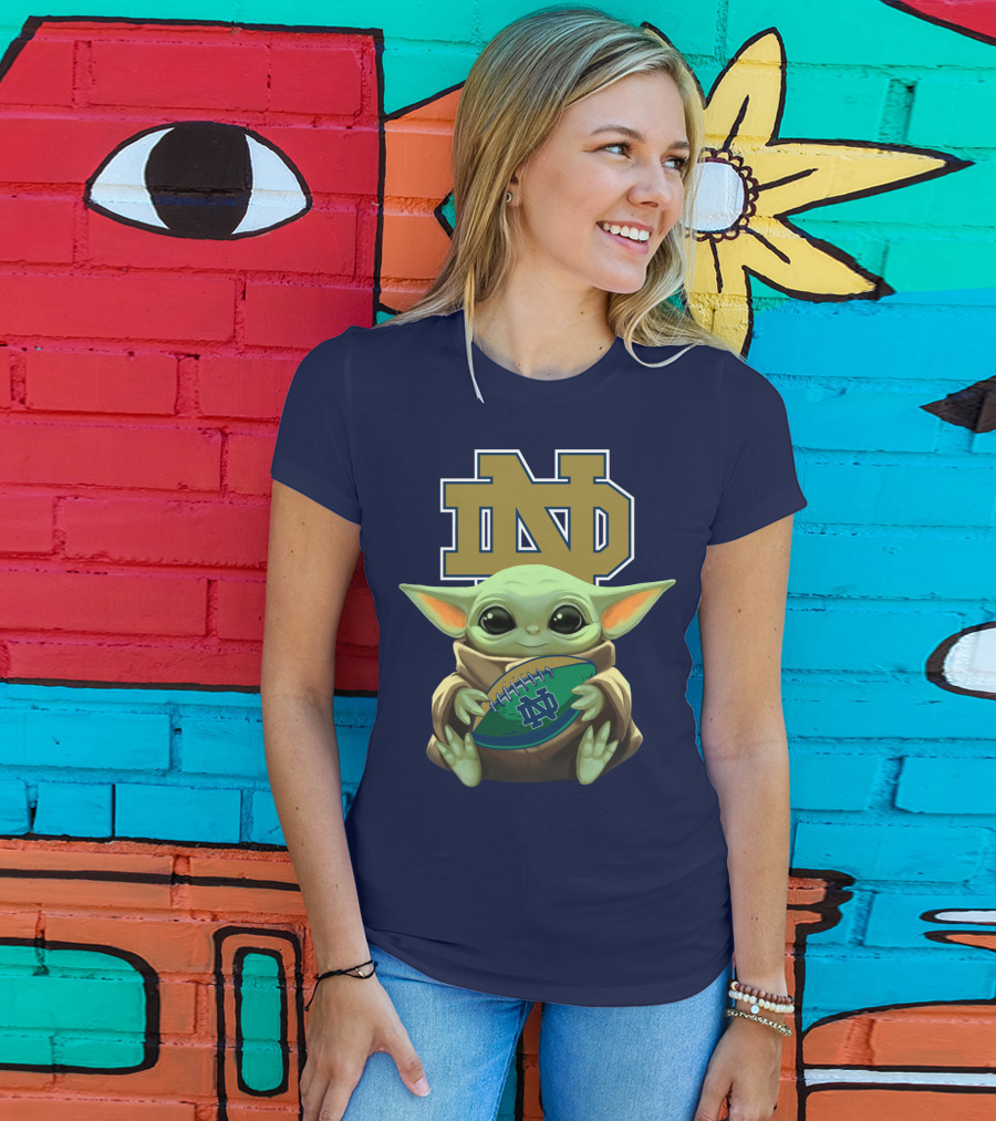 Baby Yoda Notre Dame Football Fan T-Shirt