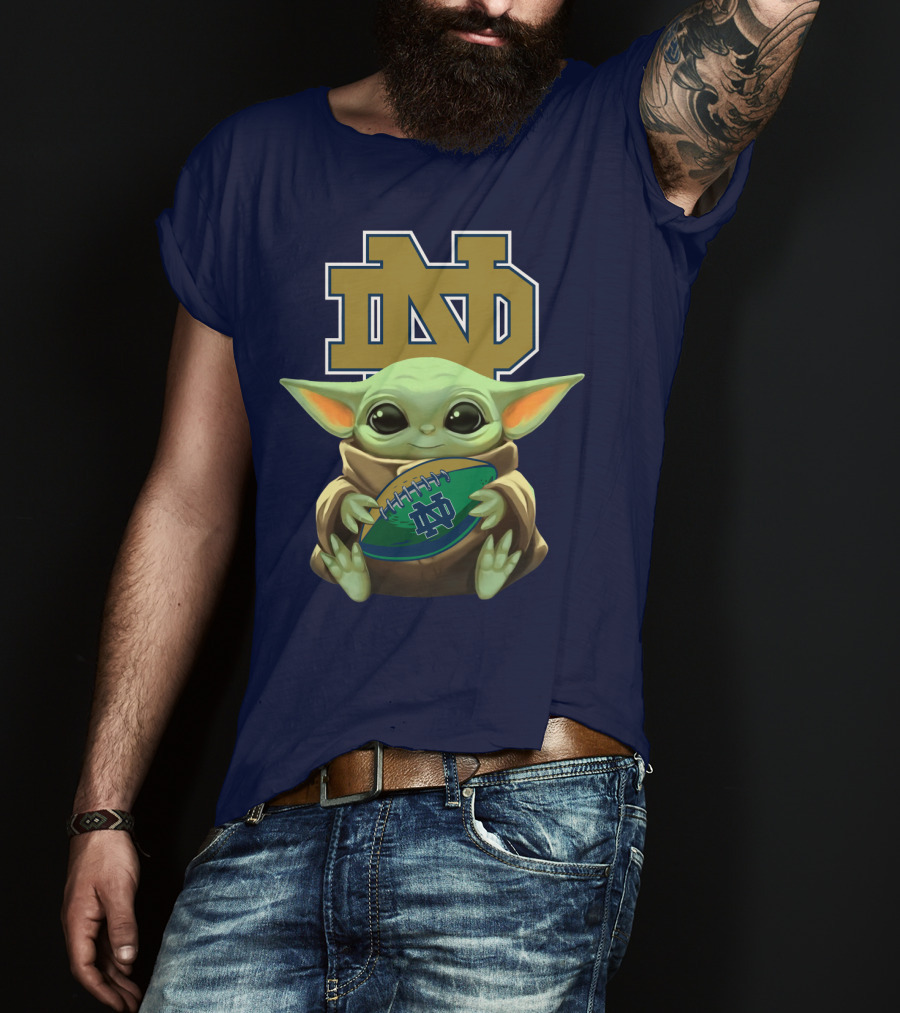 Baby Yoda Notre Dame Football Fan T-Shirt