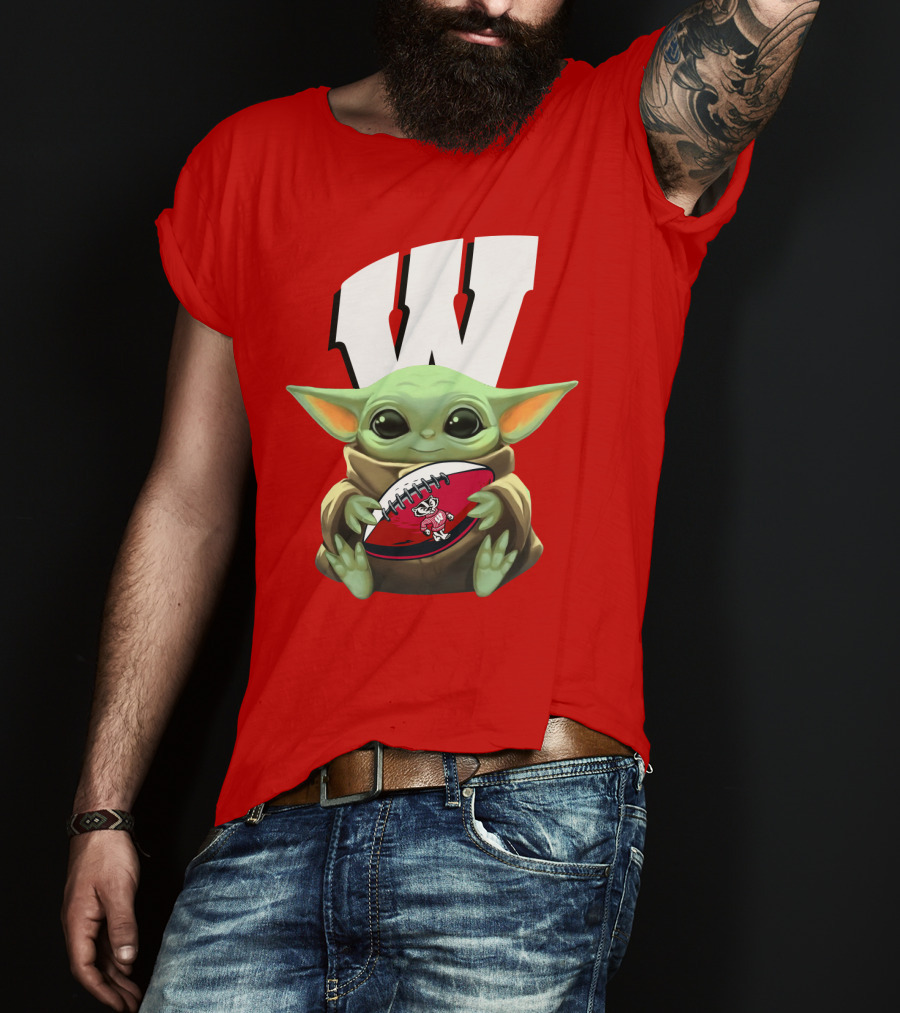 Baby Yoda Wisconsin Badgers Football T-Shirt