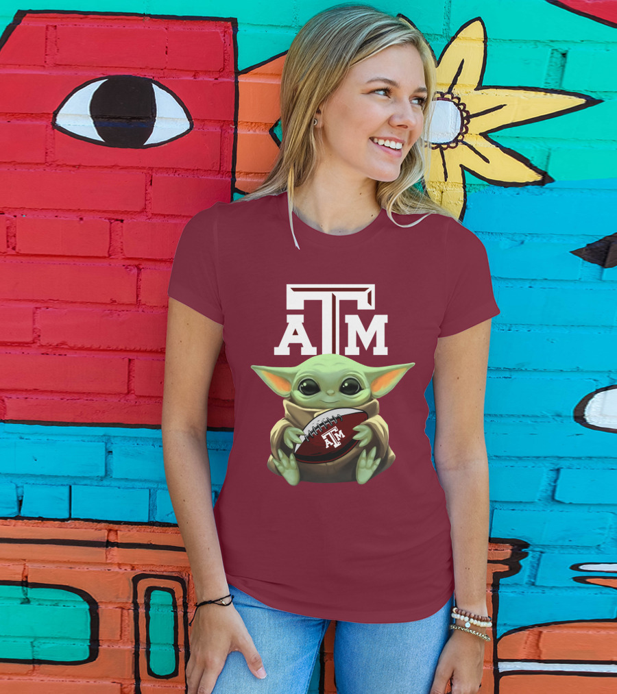 Texas A&M Aggies Baby Yoda Football T-Shirt