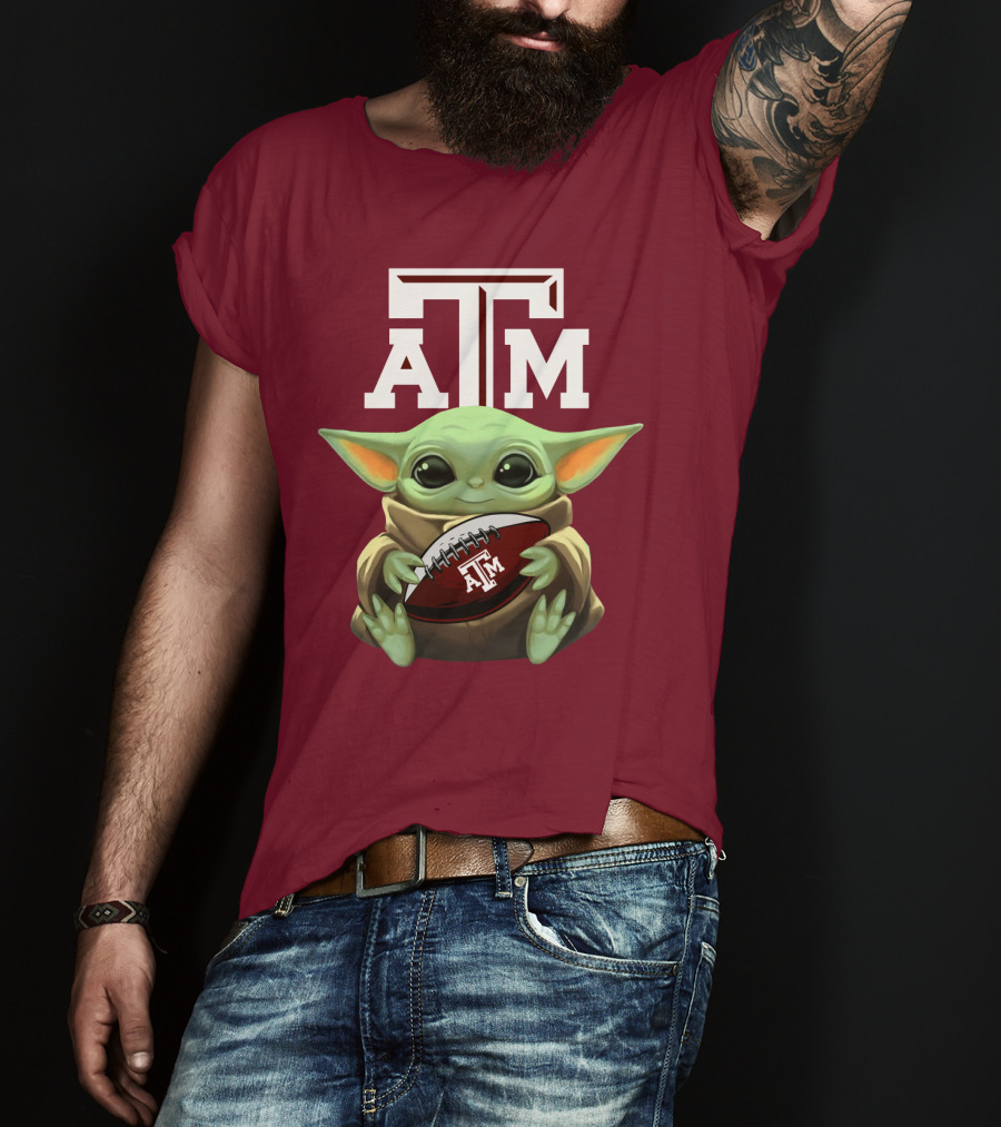 Texas A&M Aggies Baby Yoda Football T-Shirt
