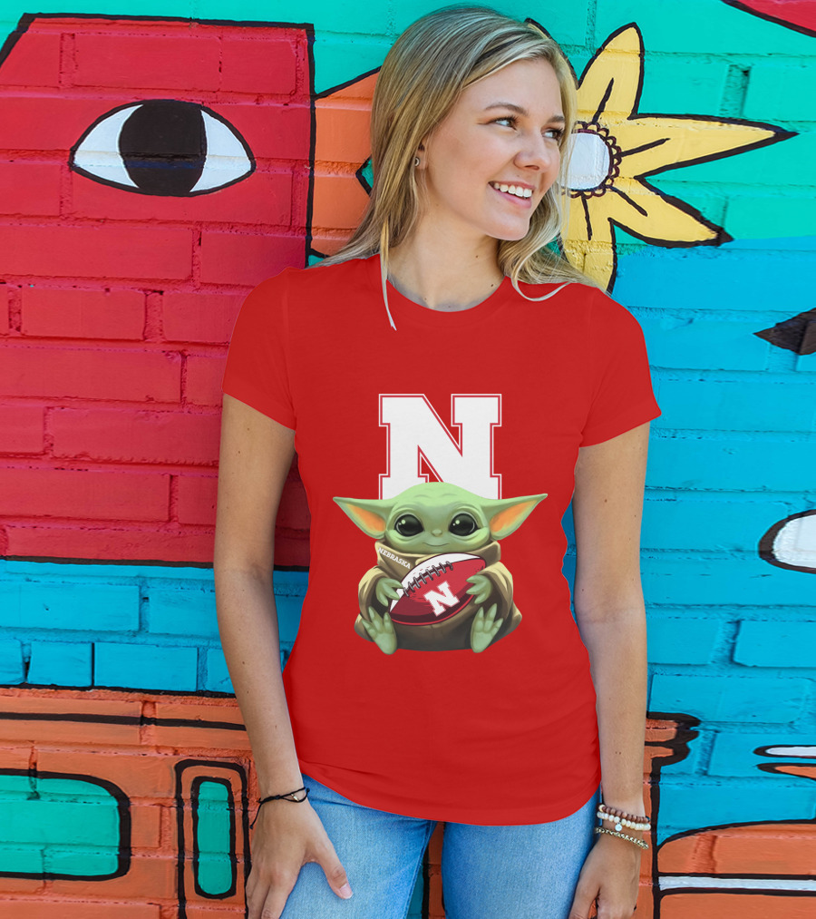 Baby Yoda Nebraska Cornhuskers Football Fan Icon With N T-Shirt
