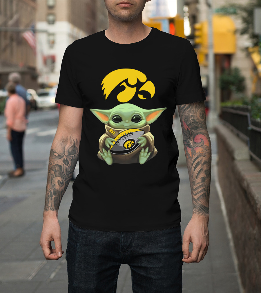Iowa Hawkeyes Baby Yoda Football Fan T-Shirt