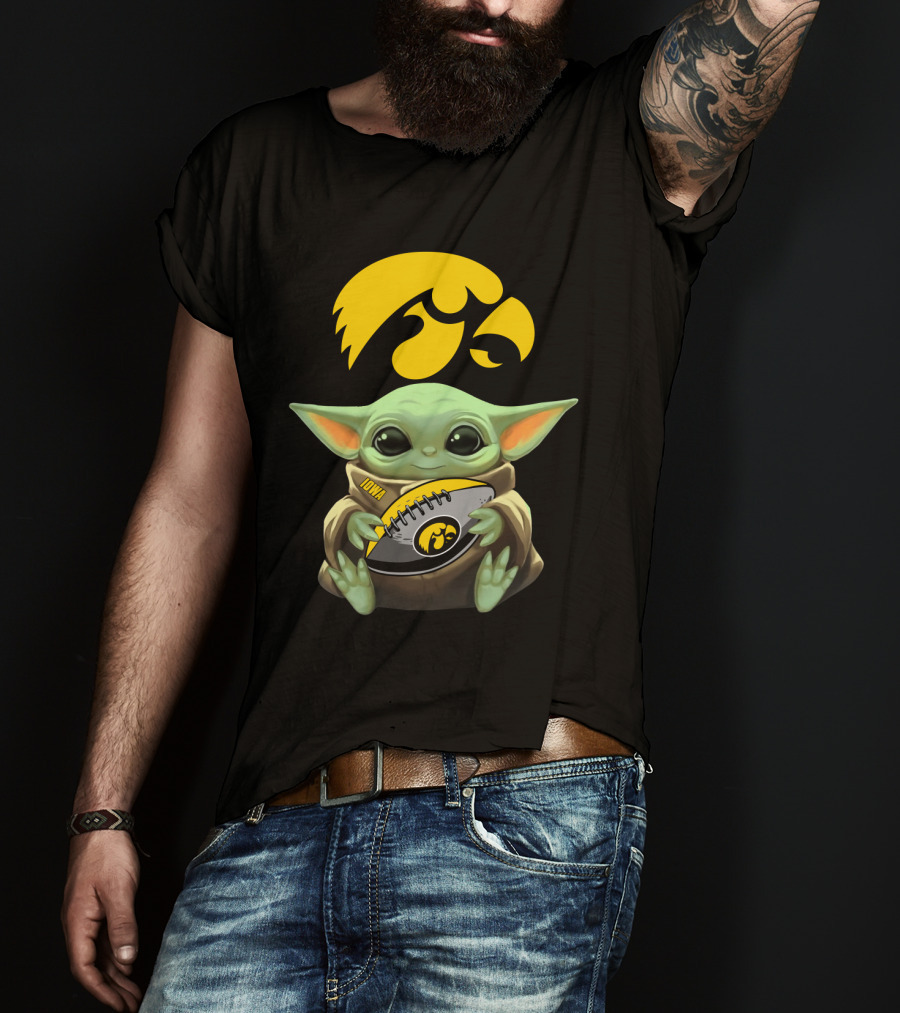 Iowa Hawkeyes Baby Yoda Football Fan T-Shirt