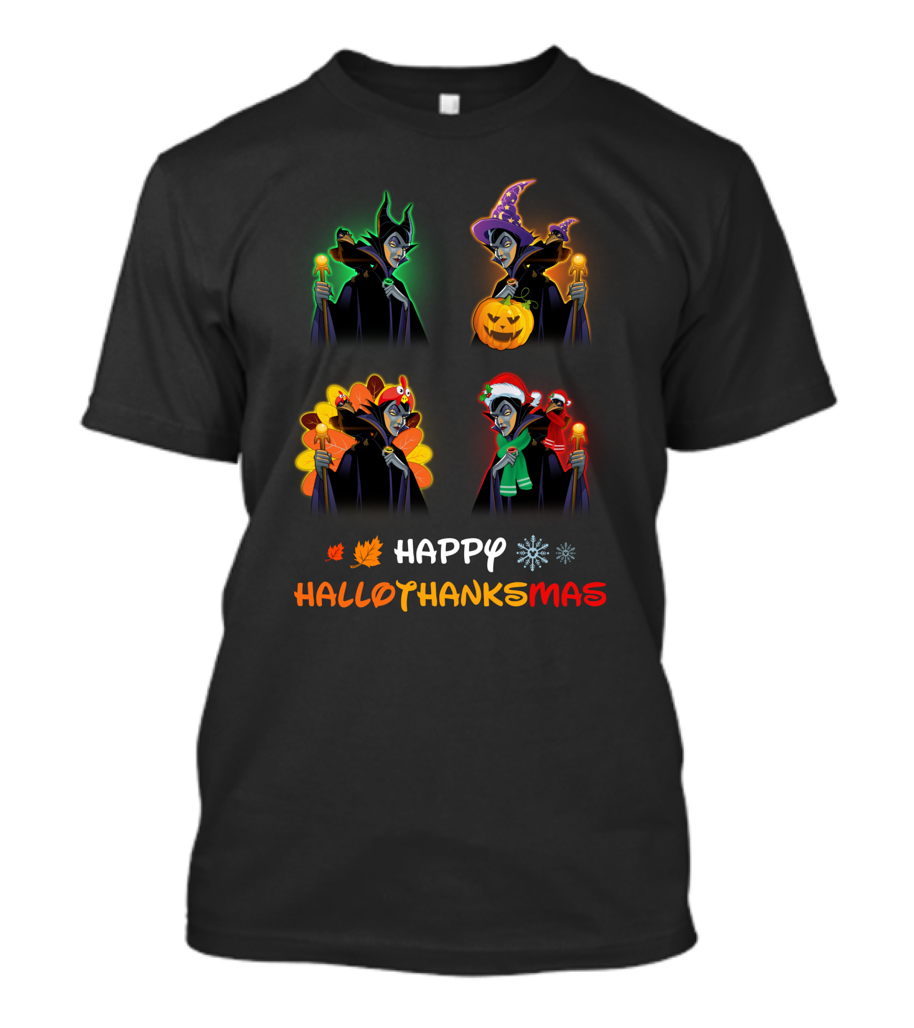 HAPPY HALLOTHANKSMAS MALEFICENT Halloween Thanksgiving Christmas T-Shirt