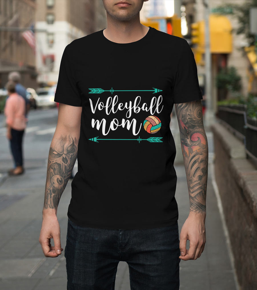 Volleyball Mom Cute Player Fan Shirt Fun Arrows T-Shirt