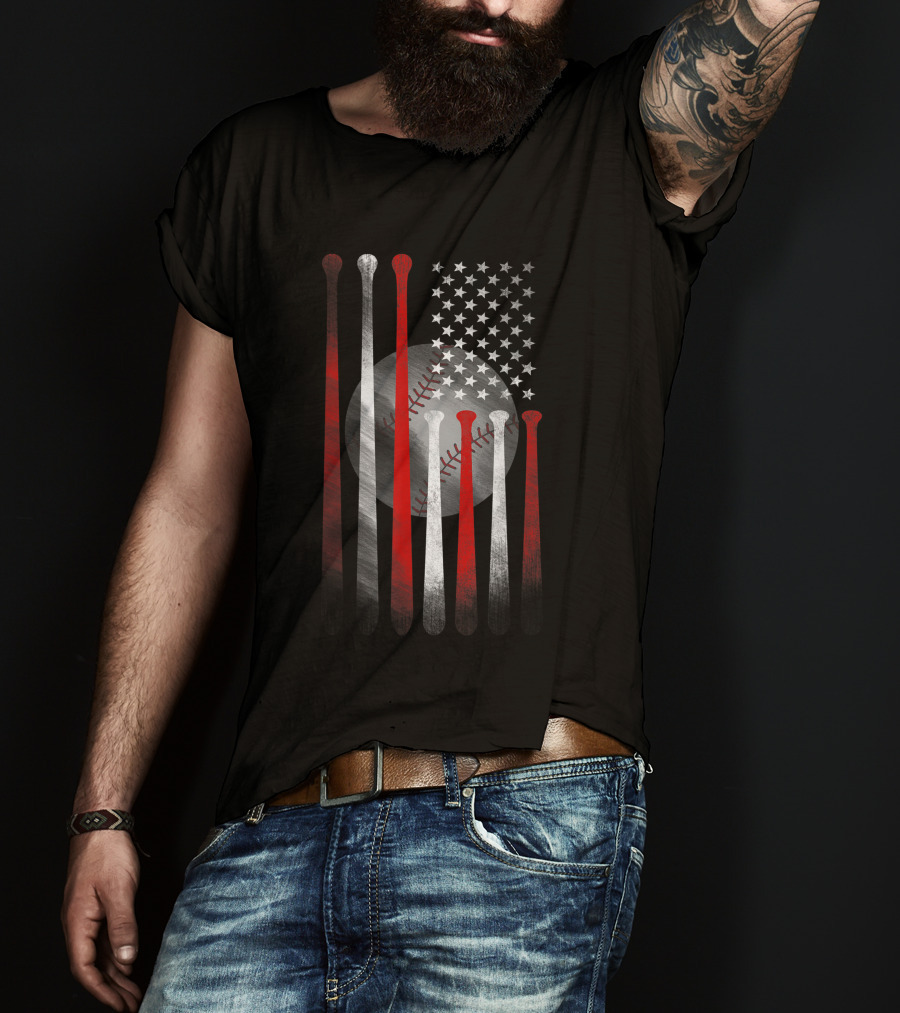 Vintage American Flag Baseball Bats T-Shirt