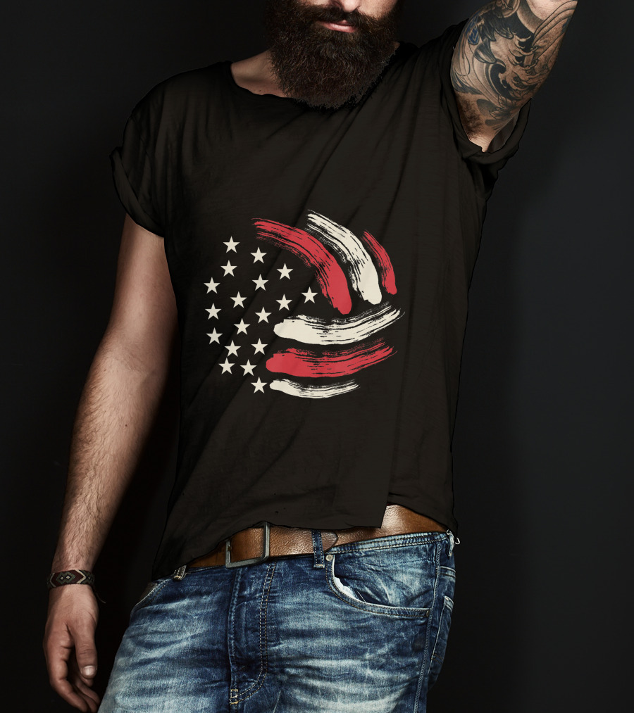 American Flag Patriotic Volleyball Team T-Shirt