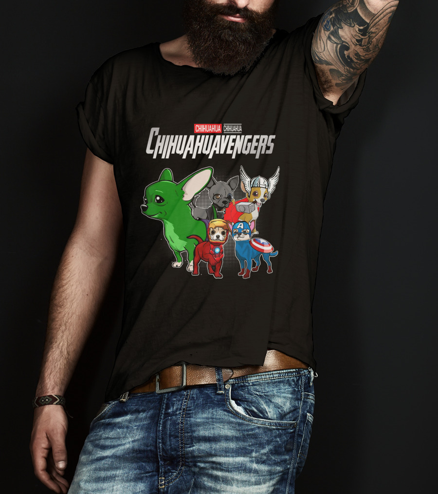 Chihuahuavengers Chihuahua Dog Superhero Group Comic T-Shirt