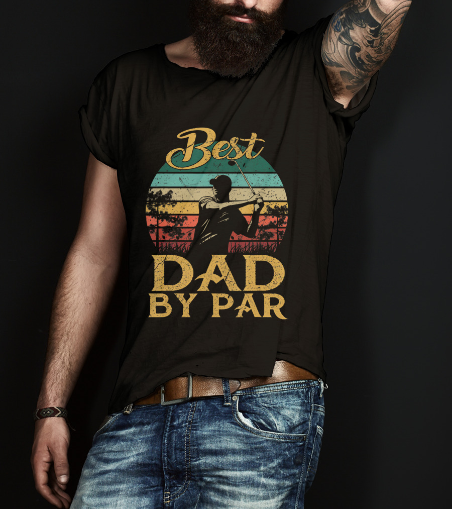 Best Dad By Par Vintage Golf Lover Golfer Retro T-Shirt