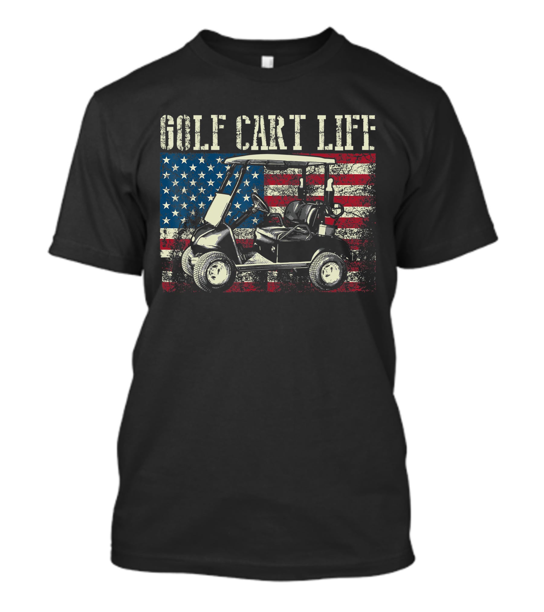 Golf Cart Life Vintage US Flag Funny Golfing T-Shirt