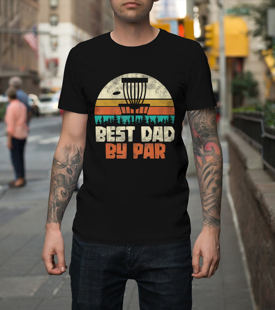 Best Dad By Par Vintage Disc Golf Forest Scene T-Shirt