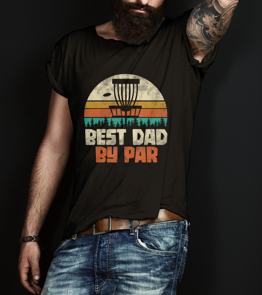 Best Dad By Par Vintage Disc Golf Forest Scene T-Shirt