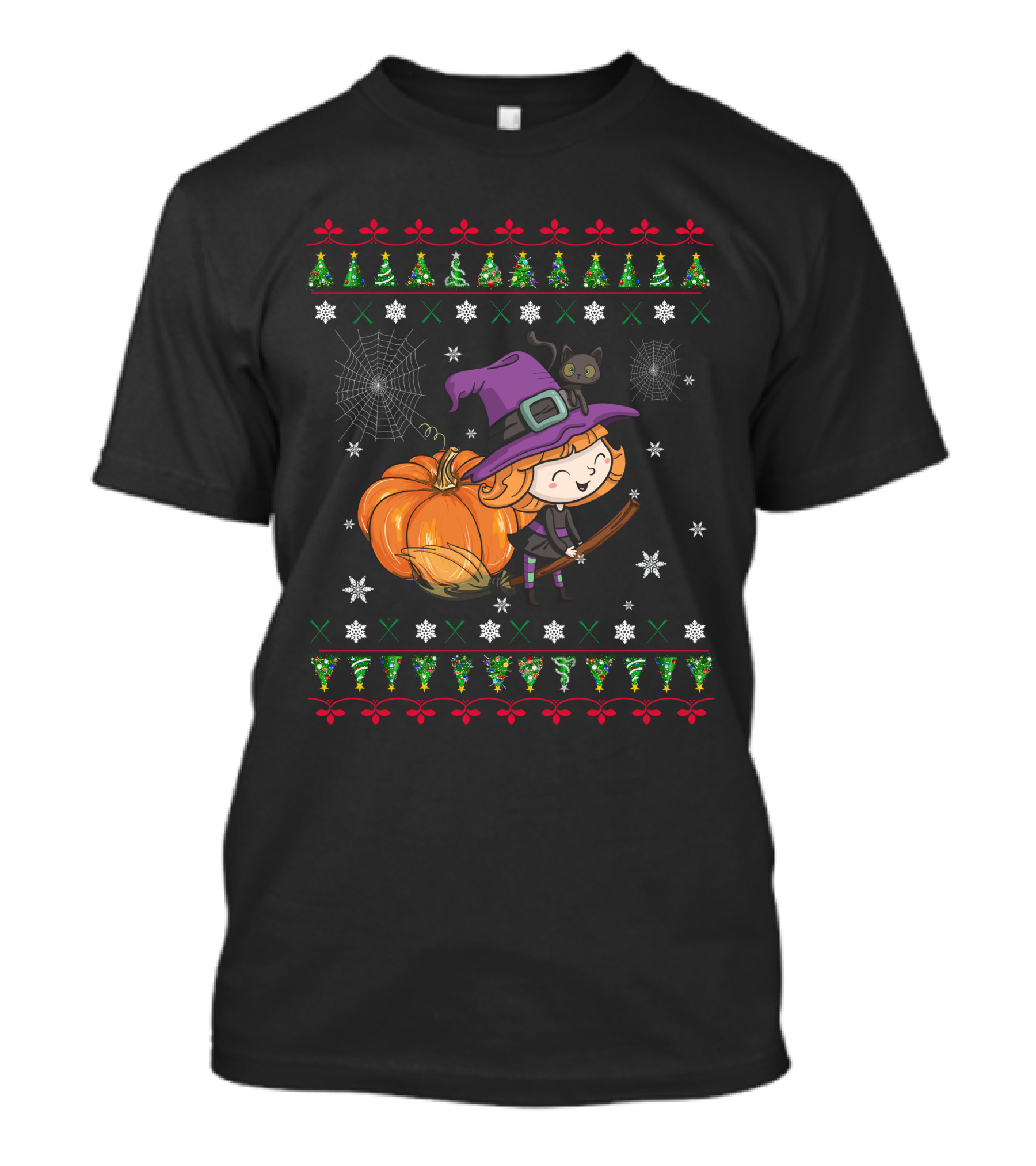 Cute Witch And Pumpkin Halloween Ugly T-Shirt
