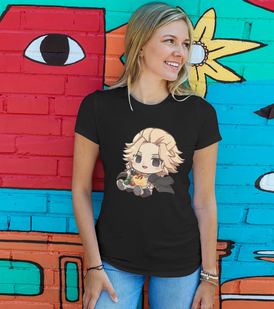 Mikey Holding Omurice Dish Tokyo Revengers Chibi Character T-Shirt