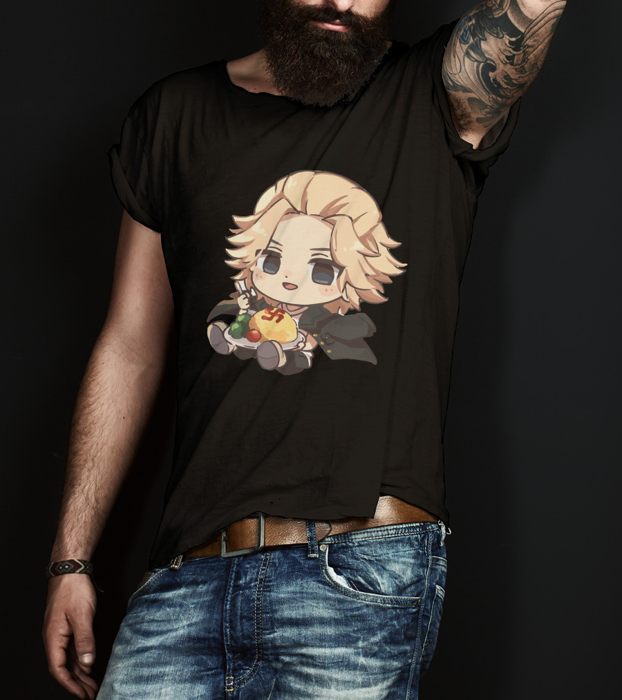 Mikey Holding Omurice Dish Tokyo Revengers Chibi Character T-Shirt
