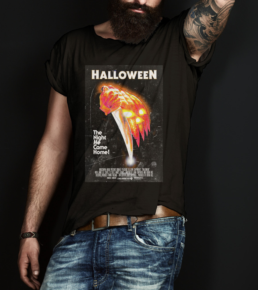 Halloween The Night He Came Home Knife Pumpkin Mask T-Shirt