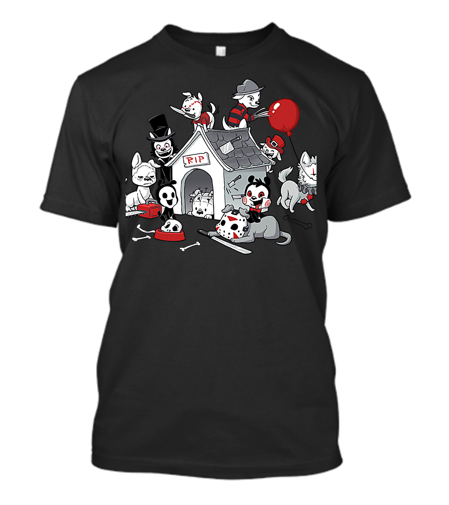 RIP Horror Dogs Icons With Mask And Balloon T-Shirt