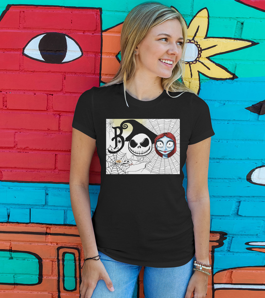 Jack And Sally Boo Halloween Nightmare Web T-Shirt