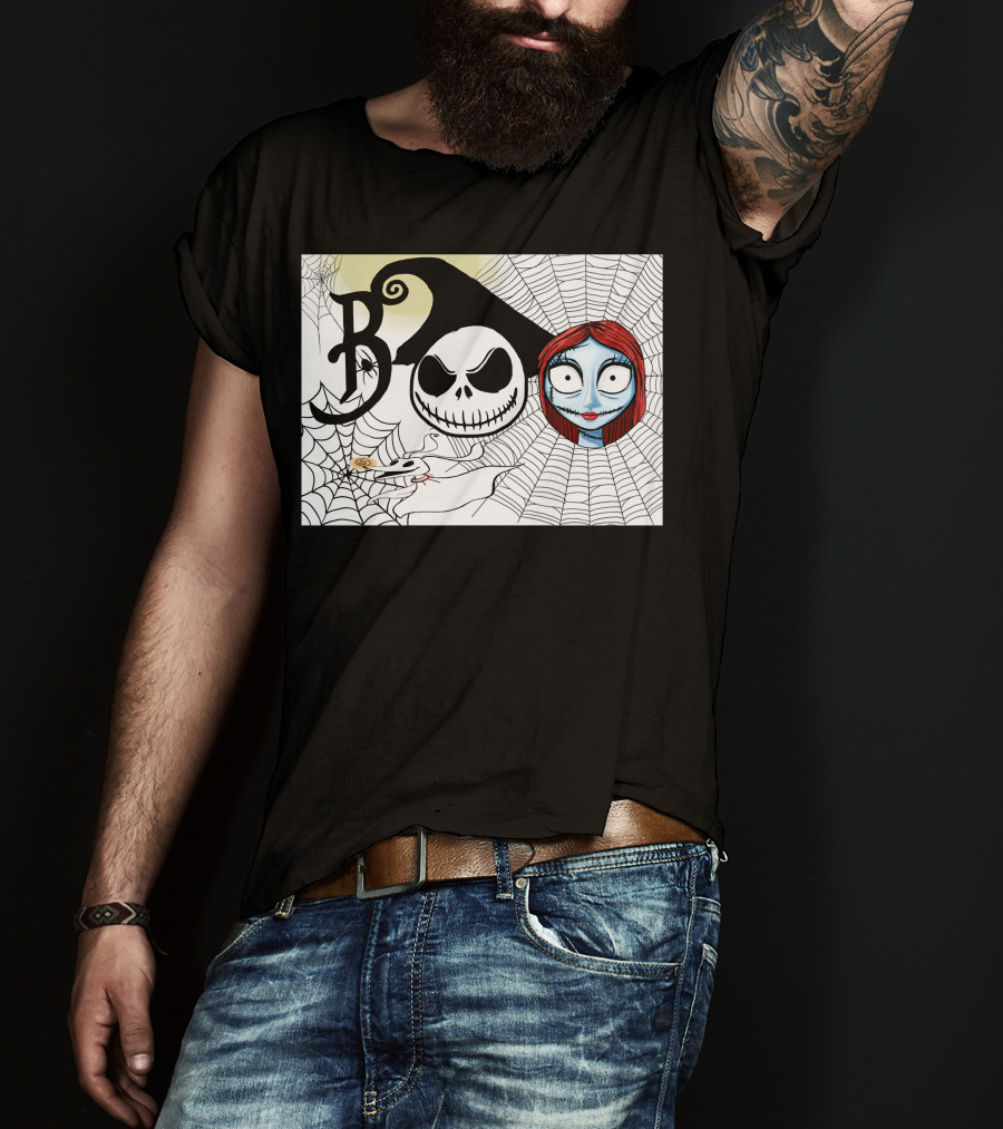 Jack And Sally Boo Halloween Nightmare Web T-Shirt