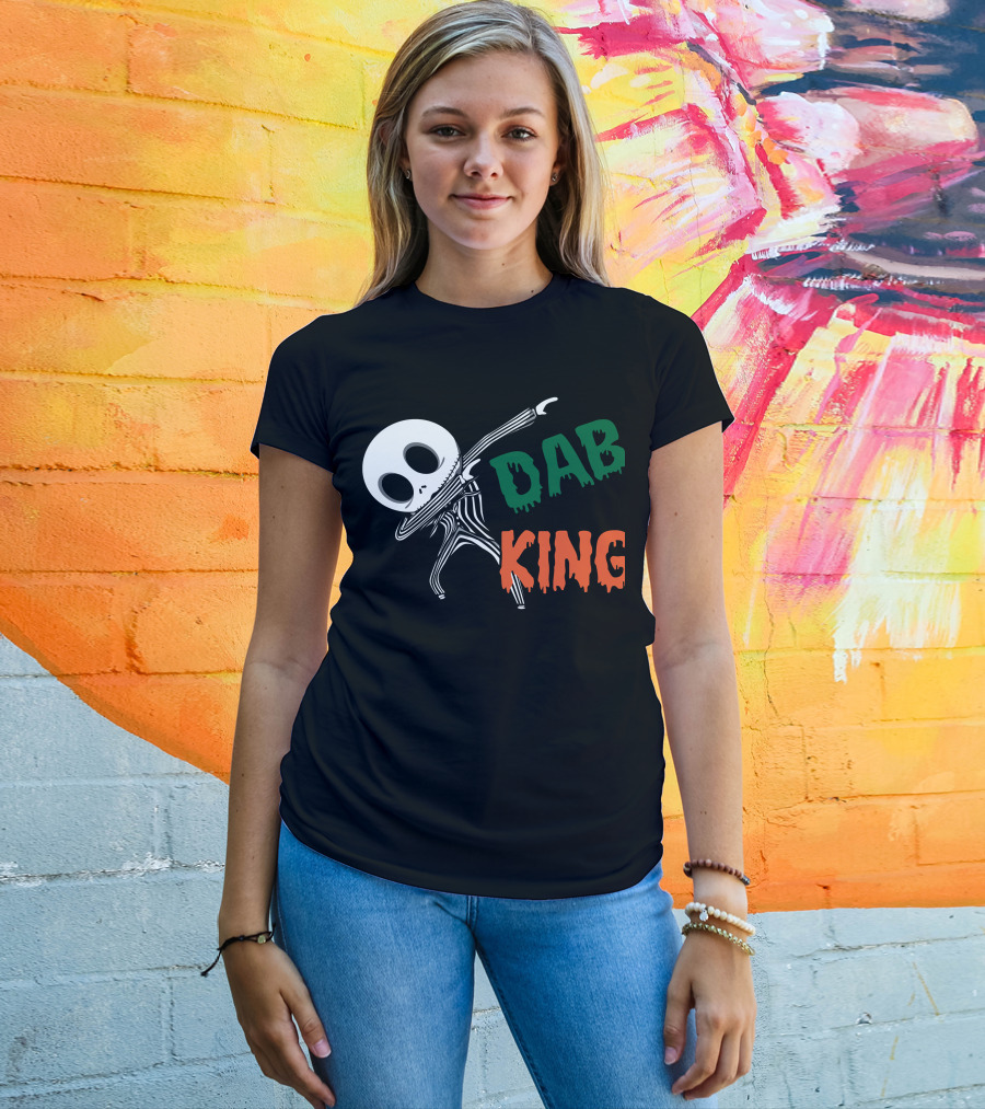 Dab King Skeleton Character In Striped Suit T-Shirt