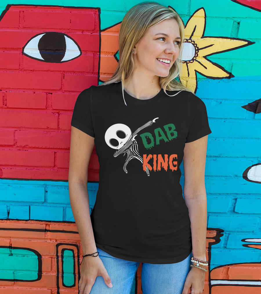 Dab King Skeleton Character In Striped Suit T-Shirt