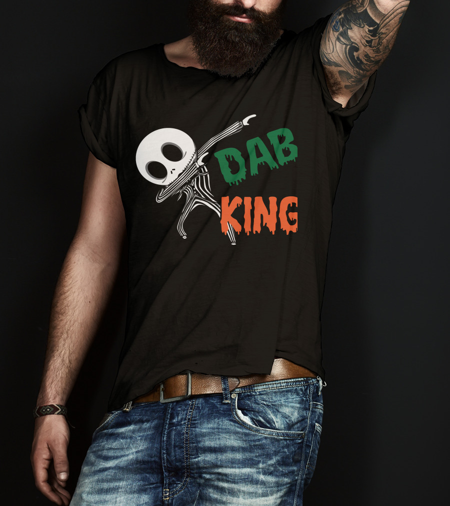 Dab King Skeleton Character In Striped Suit T-Shirt