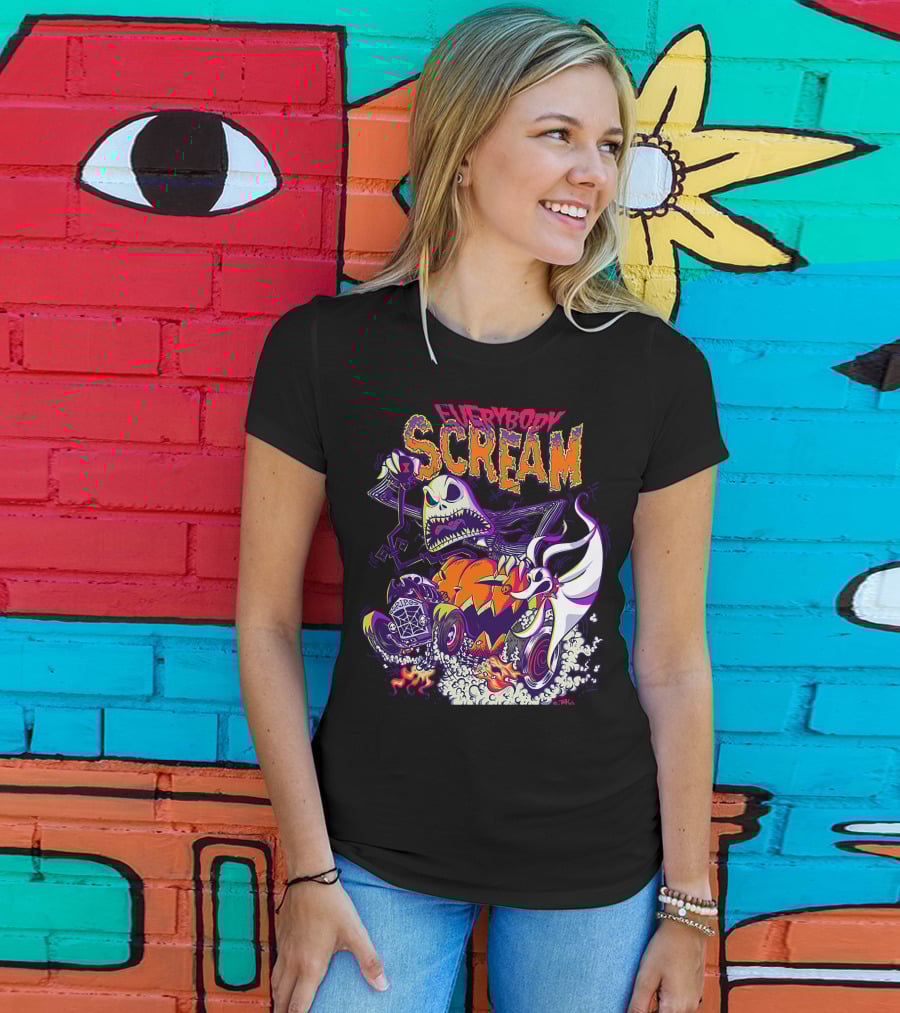 Jack Skellington Everybody Scream Halloween Rides Ghost Dog T-Shirt