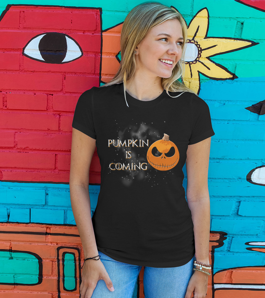 Pumkin Is Coming Halloween Jack-O'-Lantern Face T-Shirt
