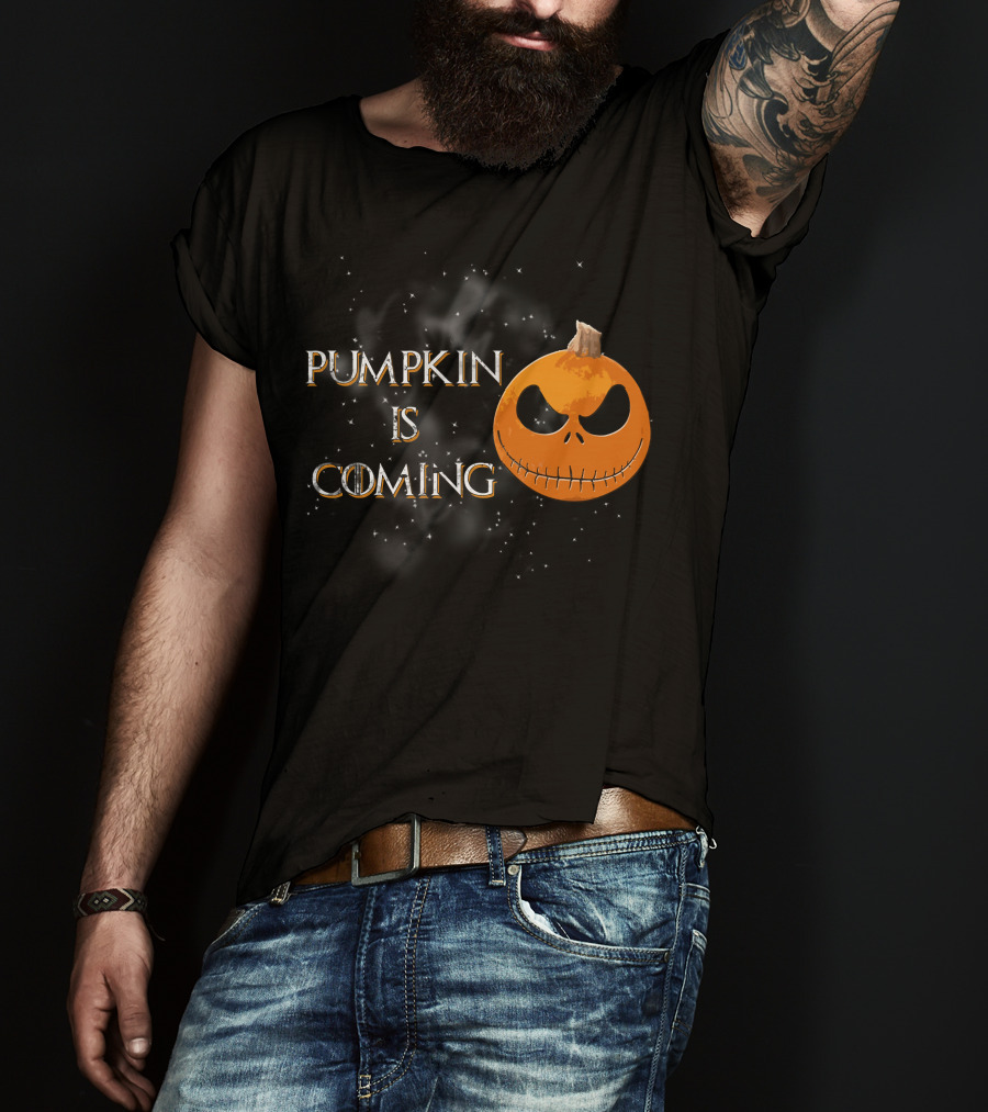 Pumkin Is Coming Halloween Jack-O'-Lantern Face T-Shirt