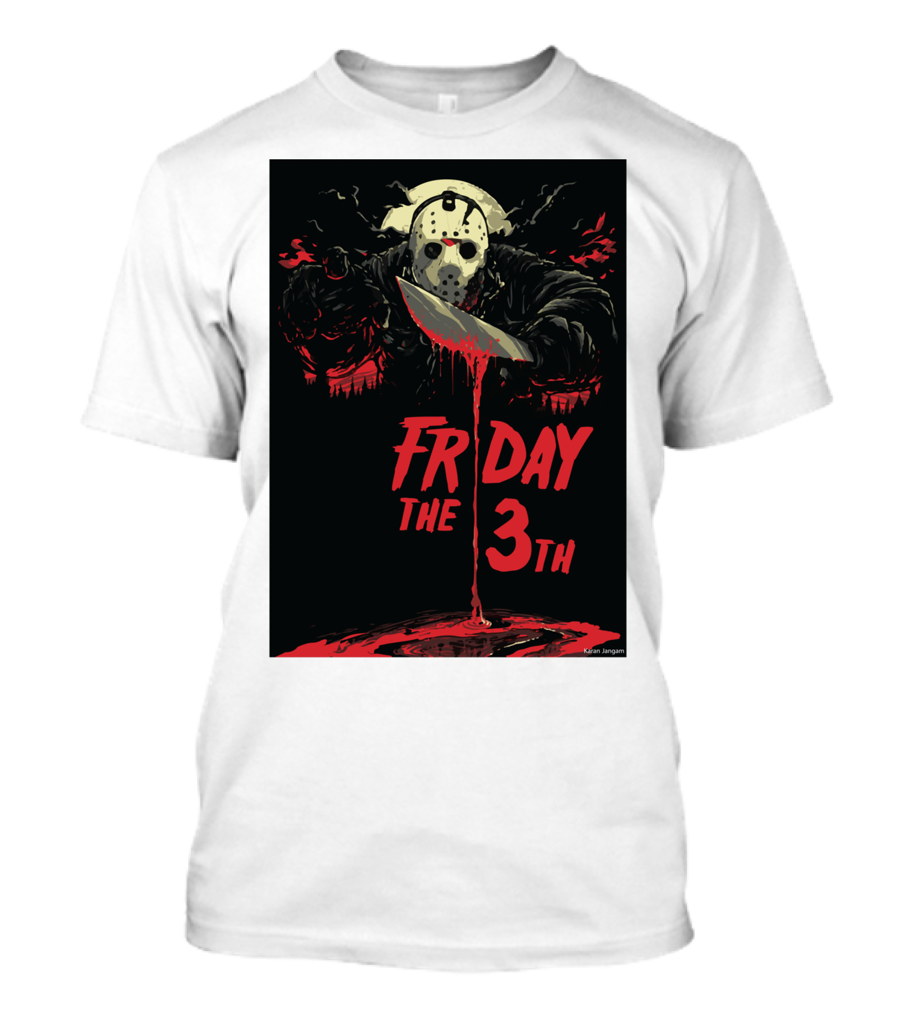 Friday The 13th Jason Mask And Knife Horror Scene T-Shirt