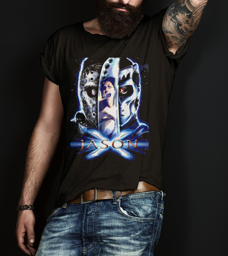Jason X Horror Iconic Mask And Knife T-Shirt