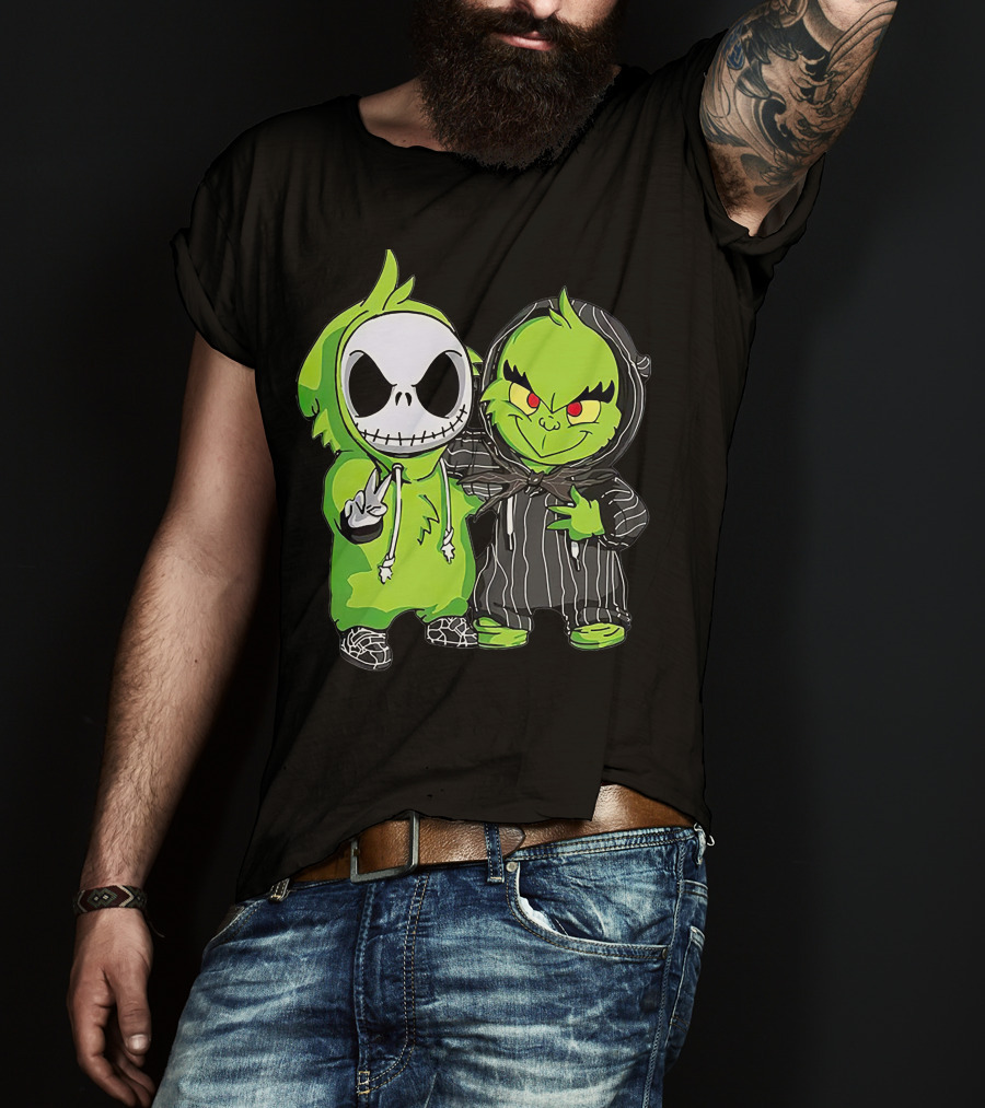 Jack Skellington And Grinch Crossover Hoodie Characters T-Shirt