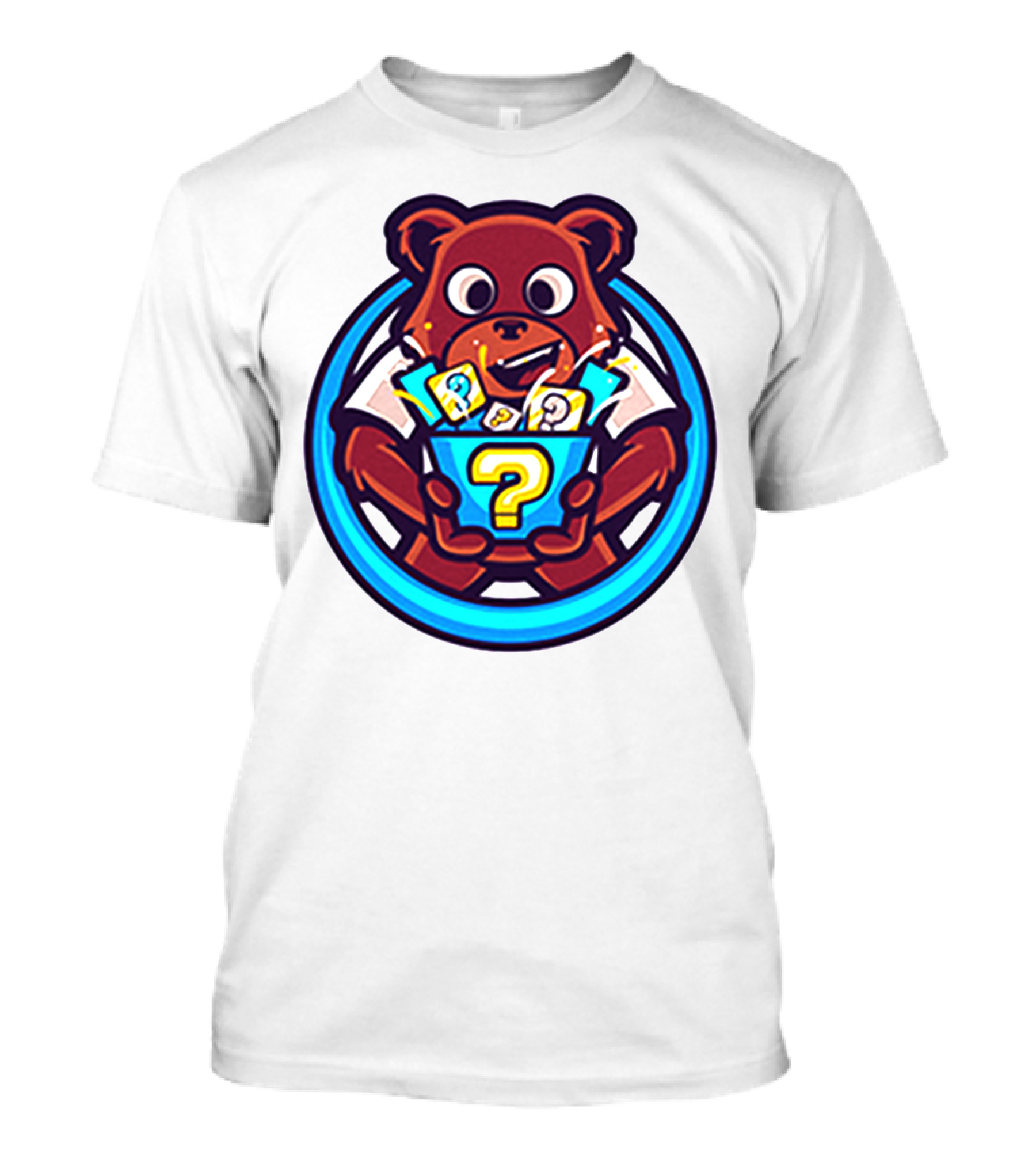 Der Merch Bear Holding Mystery Question Mark Box T-Shirt